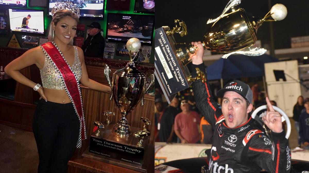 El feísimo gesto de un piloto de la Nascar intentando besar a Miss Snowball sin permiso