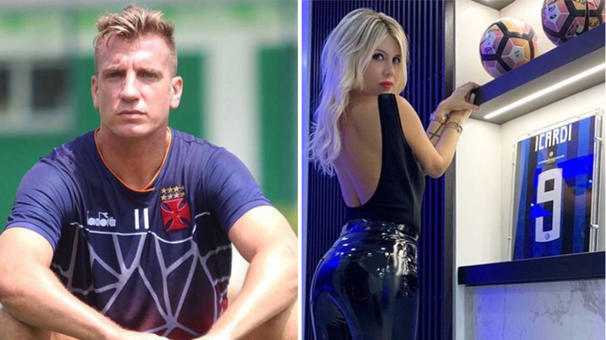 Imágenes de Maxi López descansando durante un entrenamiento con el Vasco de Gama y de Wanda Nara posando junto a una camiseta de Mauro Icardi enmarcada. Fotos Instagram