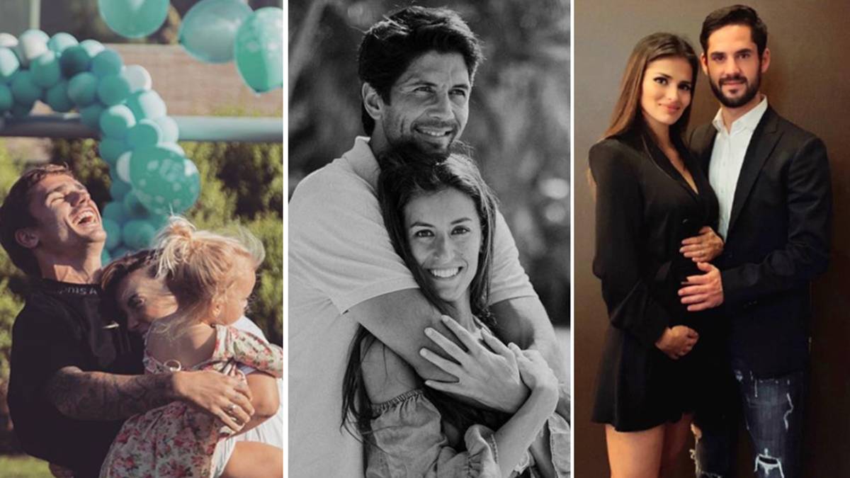 Imágenes de Antoine Griezmann abrazado a su mujer y a su hija, de Fernando Verdasco con Ana Boyer y de Isco con Sara Sálamo. Fotos Instagram