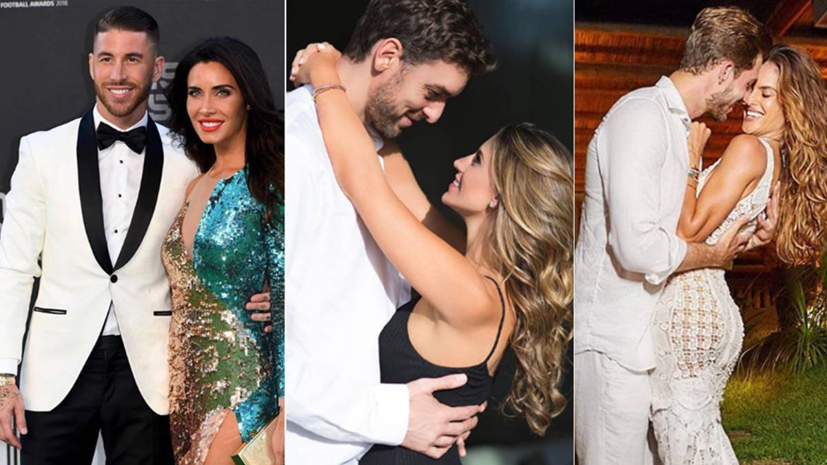 Imágenes de Sergio Ramos con Pilar Rubio, de Pau Gasol con Catherine "Cat" McDonnell y de Kevin Trapp con Izabel Goulart. Fotos Instagram