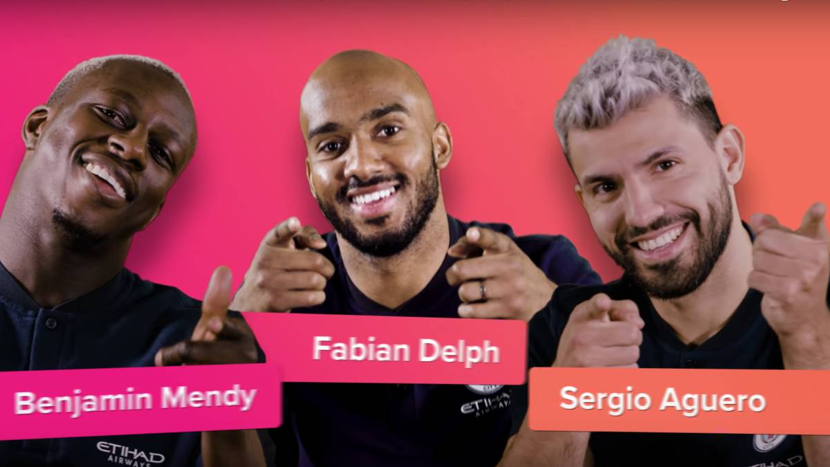 Benjamin Mendy, Fabian Delph y Segui Aguero en una entrevista.