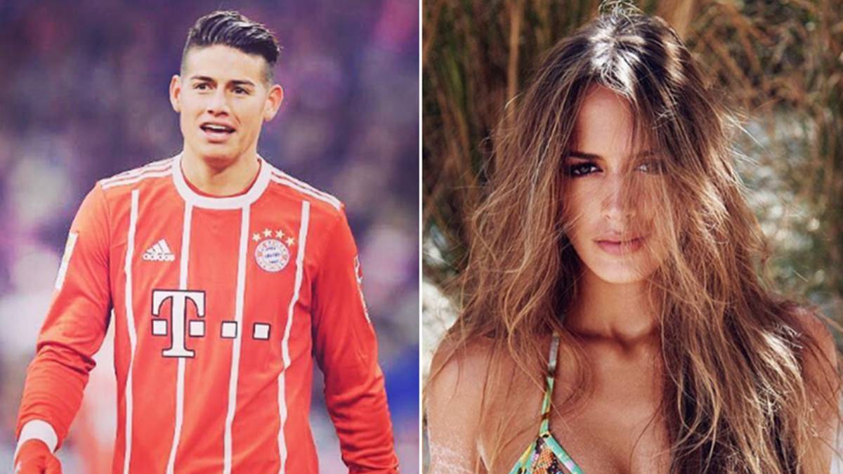 Imágenes del futbolista colombiano James Rodríguez durante un partido con el Bayern Múnich y de la modelo venezolana Shannon de Lima posando en bikini. Fotos Instagram