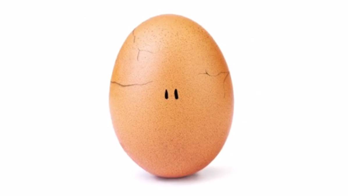 Imagen del famoso huevo de Instagram, Eugene. Captura Instagram @world_record_egg