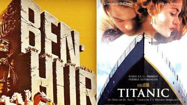 Imágenes de los cárteles de las películas: 'Ben-Hur', 'Titanic' y 'El señor de los anillos: El retorno del rey' ('The Lord of the Rings: The Return of the King'). Fotos Instagram/Facebook