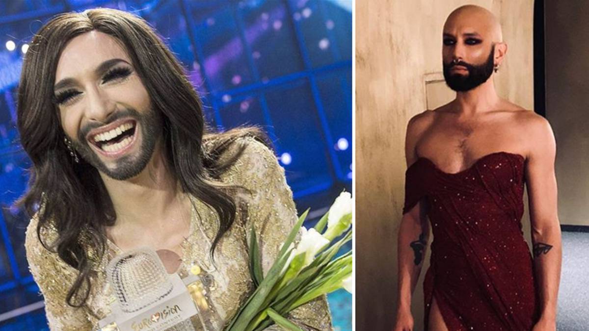 La cantante austríaca Conchita Wurst celebrando su triunfo en el Festival de Eurovisión 2014 y rapada al cero el sábado 23 de febrero en la edición número 30 del evento Tuntenball de Graz (Austria) que celebra la diversidad LGTBI. Fotos Facebook/Instagram