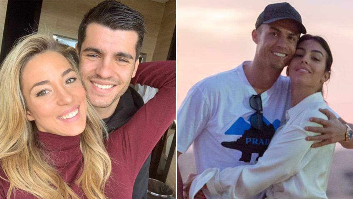 Imágenes de Álvaro Morata con Alice Campello y de Cristiano Ronaldo con Georgina Rodríguez. Fotos Instagram