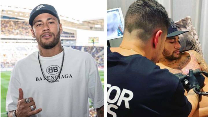 Neymar gets enormous tattoo including football pitch