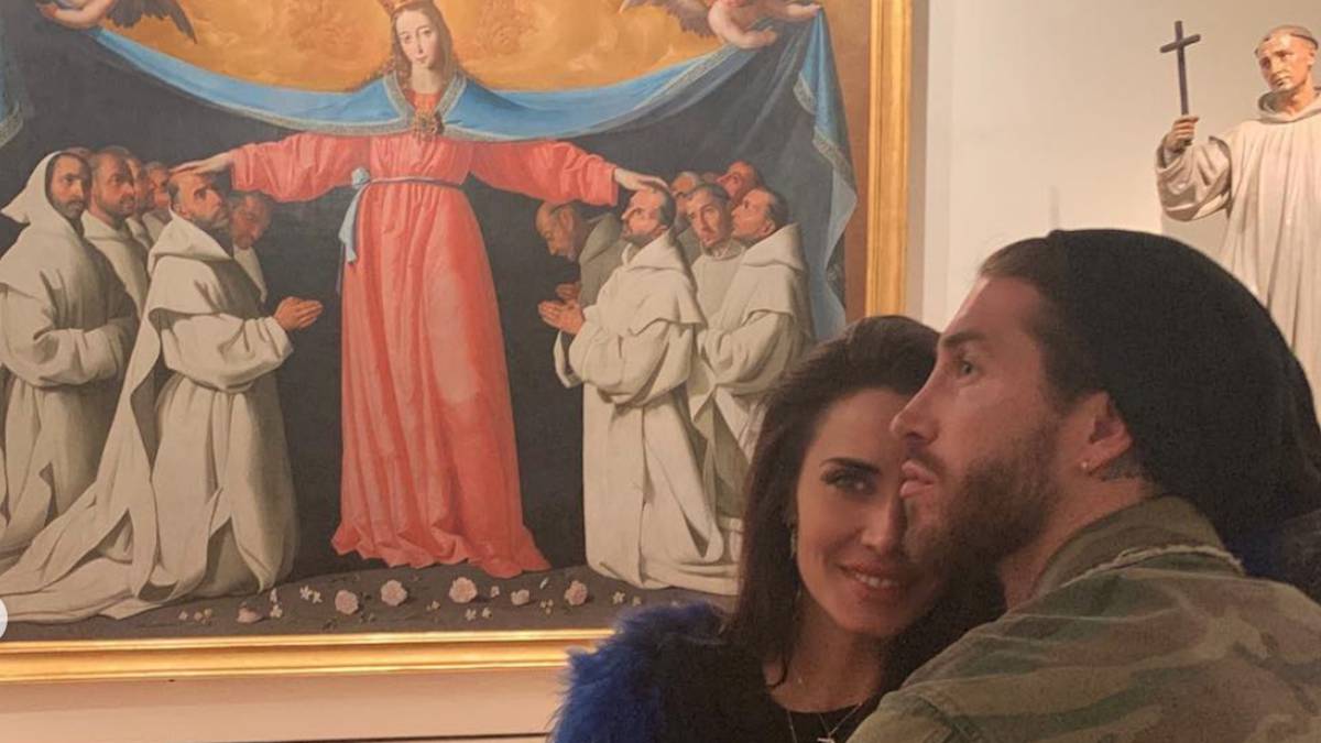 Sergio Ramos y Pilar Rubio en el Museo de Bellas Artes de Sevilla.