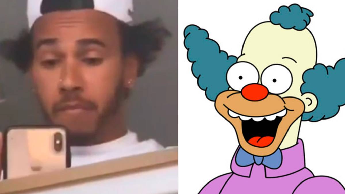 Lewis Hamilton se divierte con su pelo y le comparan con Krusty el payaso