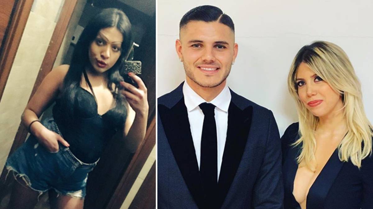 Imágenes de la transexual italiana Guendalina Rodriguez y del futbolista Mauro Icardi con su mujer y representante, Wanda Nara. Fotos Twitter/Instagram