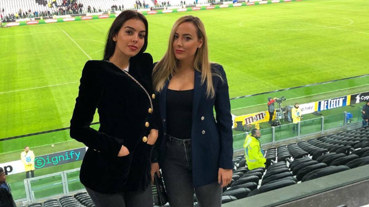 Georgina Rodríguez y su hermana Ivana en el estadio de la Juventus. Foto Instagram @ivana_rh