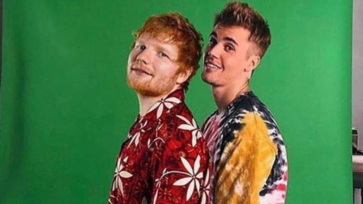 Los cantantes Ed Sheeran y Justin Bieber en un posado promocional de su nueva colaboración, 'I don't care', lanzada el 10 de mayo de 2019. Foto Instagram @teddysphotos