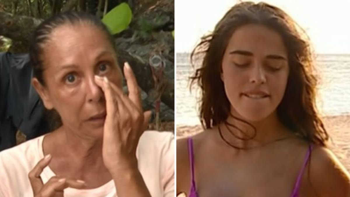 Imágenes de Isabel Pantoja y de Violeta durante la gala de "Supervivientes: Conexión Honduras" del 19 de mayo de 2019 en la que la tonadillera estuvo a punto de abandonar y la extronista hizo un corte de mangas a Jordi González al ser castigada con ir a la Playa Abandonada. Fotos Instagram @supervivientestv