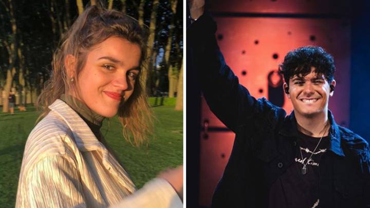 Imágenes de Amaia Romero sonriendo en un parque y de Aldred García saludando sonriente al público durante un concierto. Fotos Instagram