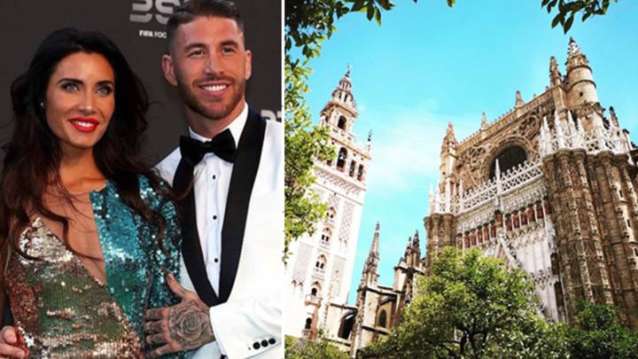 Imágenes de Sergio Ramos con Pilar Rubio posando sonrientes en los Premios The Best 2018 y de la Catedral de Sevilla. Fotos Instagram