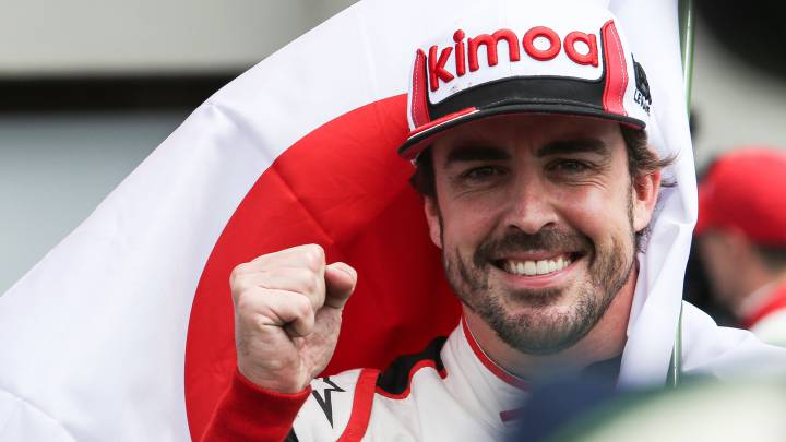 Fernando Alonso celebrando su victoria en las 24 horas de Le Mans el 16 de junio de 2019. FOTO: James Moy Photography/Getty Images