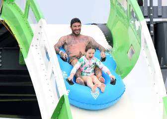 Beckham y sus hijos, jornada 'pasada por agua' en Miami