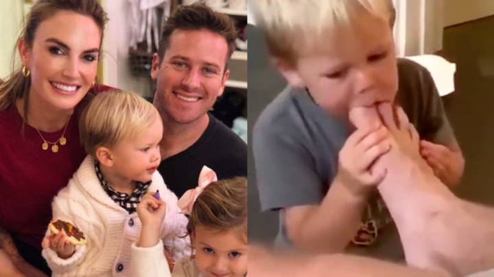 Críticas a Armie Hammer por el vídeo en el que su hijo aparece chupándole un pie