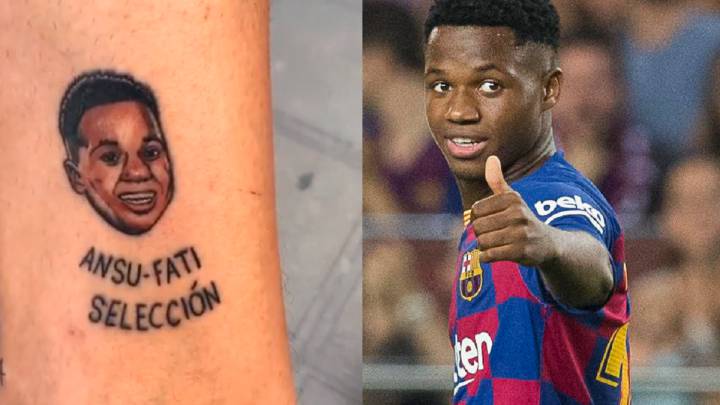 Dos youtubers se tatúan la cara de Ansu Fati y consiguen llamar su atención
