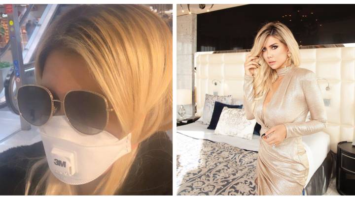 Wanda Nara, con una máscara anticontagio por el coronavirus