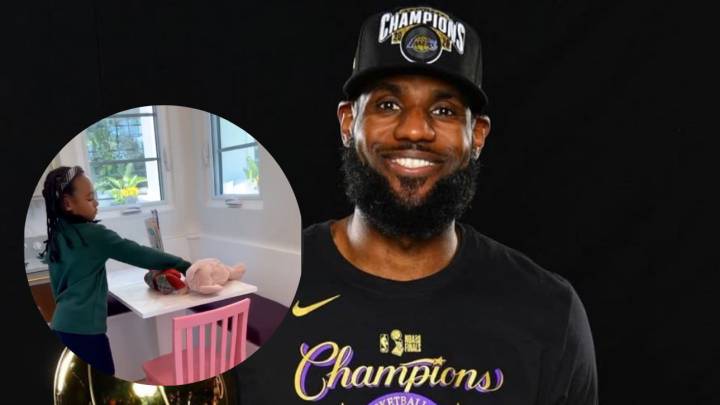 lebron james lakers nba anillo final hija zhury cumpleaños casa juegos juguetes tamaño real jardín mansión