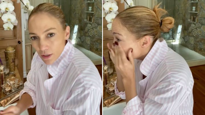 jennifer lopez cuidado piel rostro rejuvenecido rutina jlo beauty redes sociales natural recien levantada