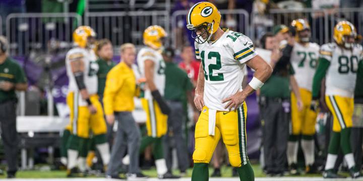 Aaron Rodgers de Green Bay Packers no tuvo una de sus actuaciones más memorables en el duelo que le enfrentó a los Minnesota Vikings.