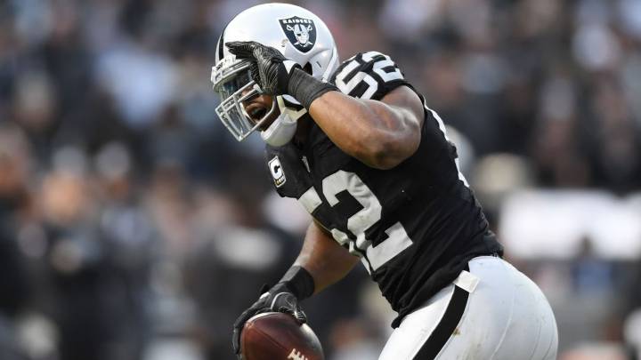 El duelo entre Khalil Mack y la defensa de los Raiders contra la línea ofensiva de los Chiefs será uno de los mayores atractivos del partido.
