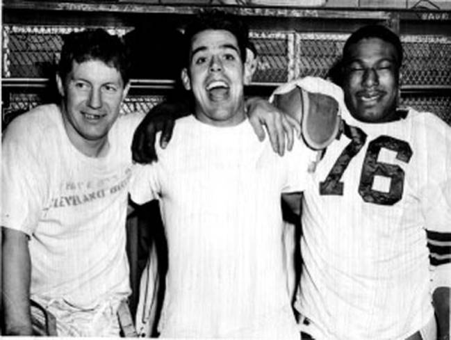 Los míticos Otto Graham, Marion Montley y Dante Lavelli.