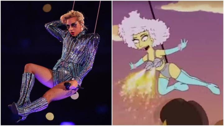 Lady Gaga en su actuación en la Super Bowl se parecía mucho a su personaje en los Simpsons