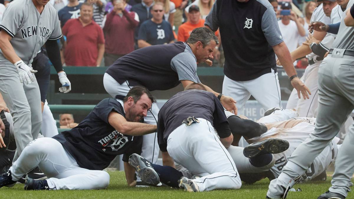 Tremenda pelea entre los Detroit Tigers y los New York Yankees