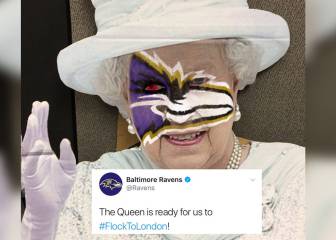 Los Ravens pintan su logo en la cara de la reina de Inglaterra