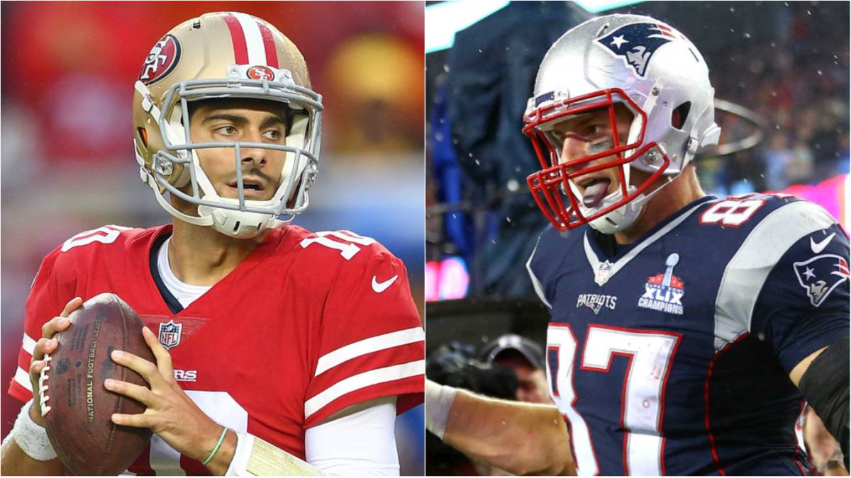Jimmy Garoppolo, millonario, y Rob Gronkowski, ¿actor?