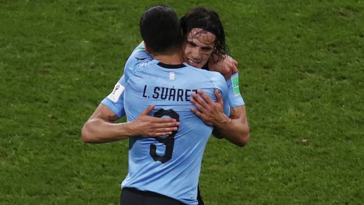 Luis Suárez y Edinson Cavani, de Uruguay