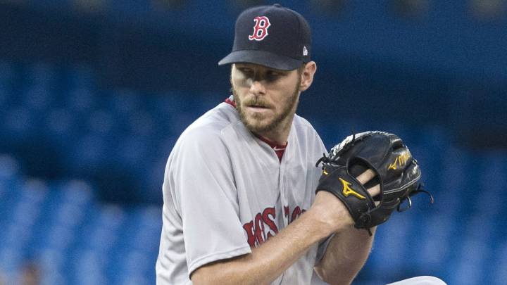 Chris Sale antes de lanzar un pitcheo