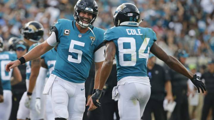 Blake Bortles y Cole celebran un touchdown