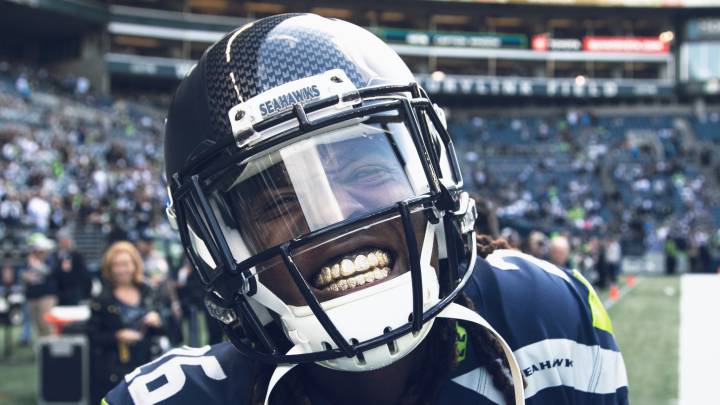 Jugador de los Seahawks celebra