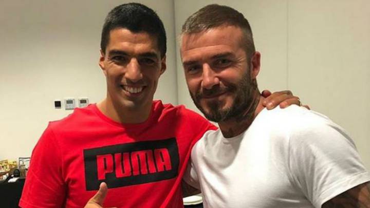 Luis Suárez presume visita de David Beckham