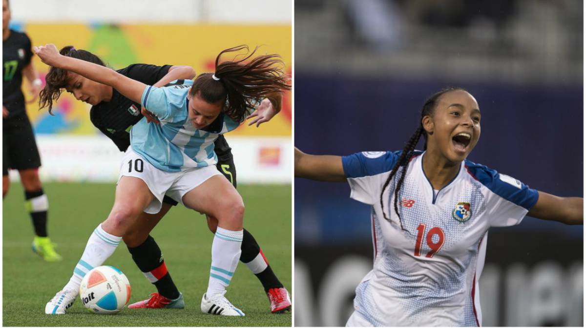 Jugadoras de fútbol corriendo en la cancha