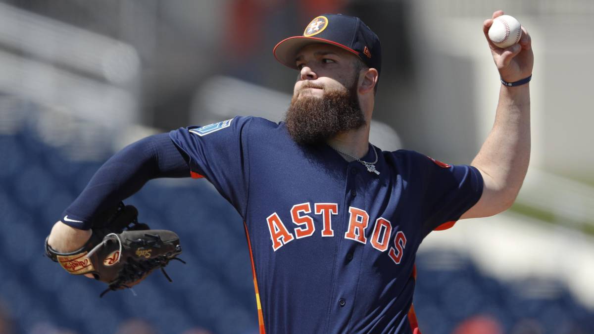 Dallas Keuchel en partido de Astros