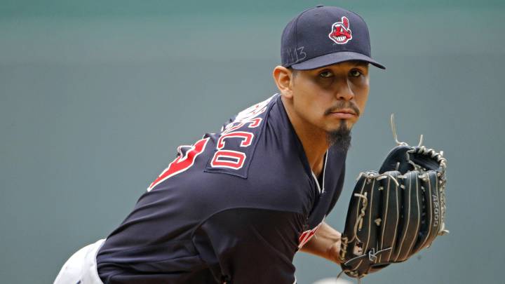 Carlos Carrasco en partido de Cleveland