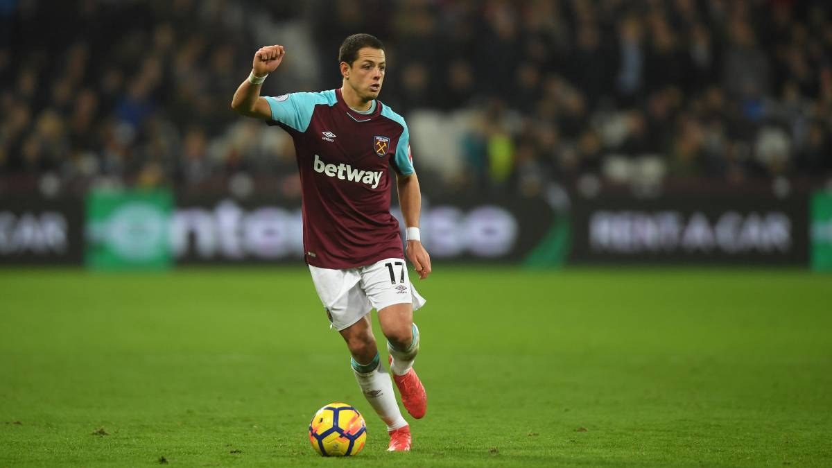 Javier Hernandez of West Ham United in action during the Premier League match between West Ham United and Crystal Palace at London Stadium