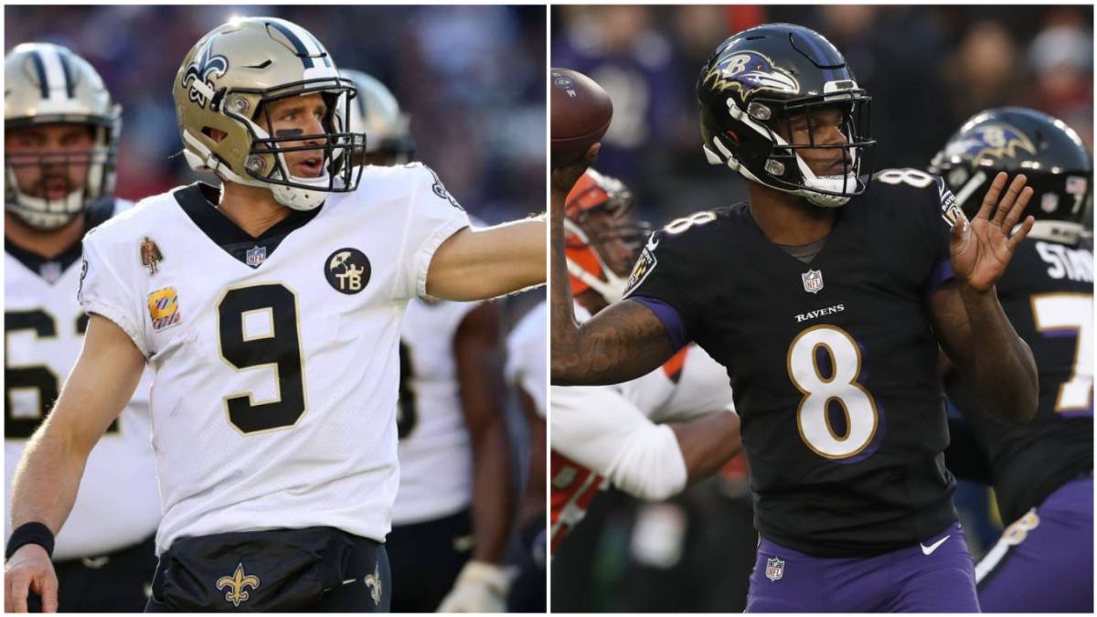 Drew Brees y Lamar Jackson