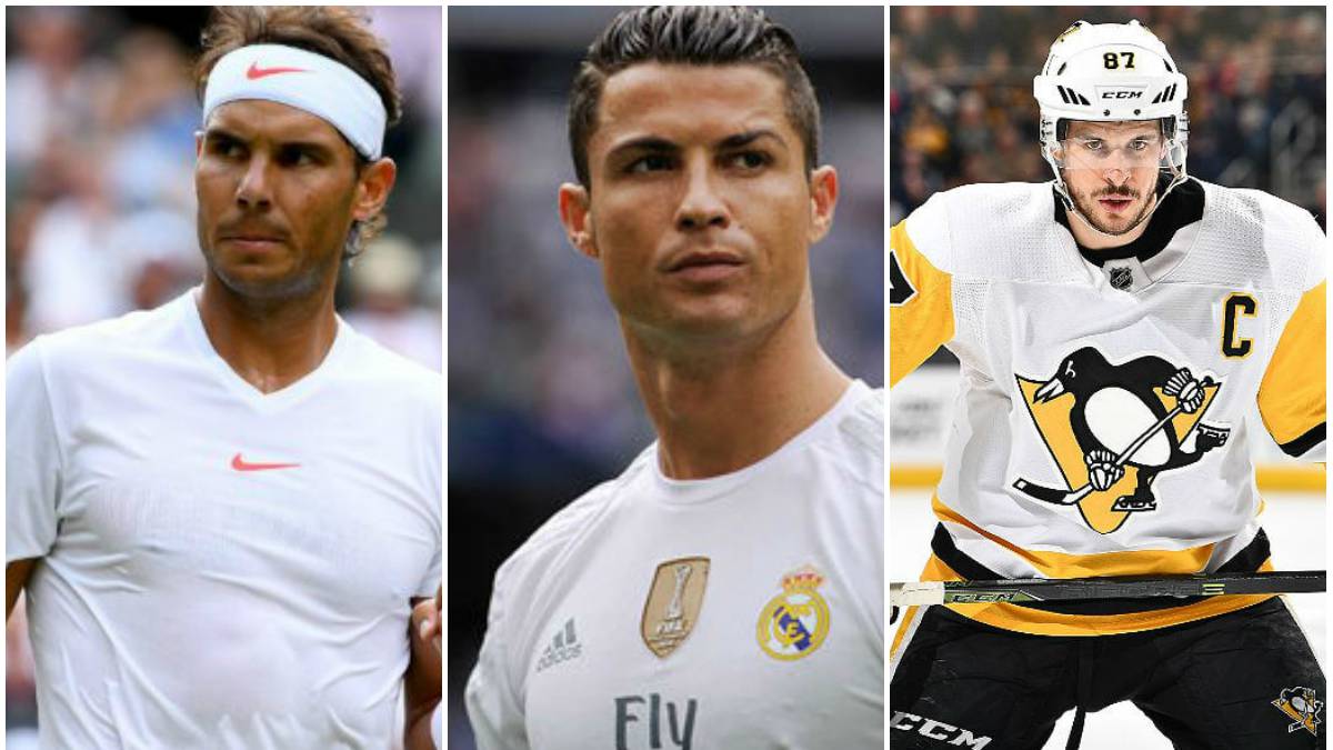 Rafa Nadal, Cristiano Ronaldo y Sidney Crosby collage
