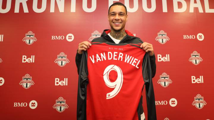 Gregory van der WIel during his presentation with Toronto FC