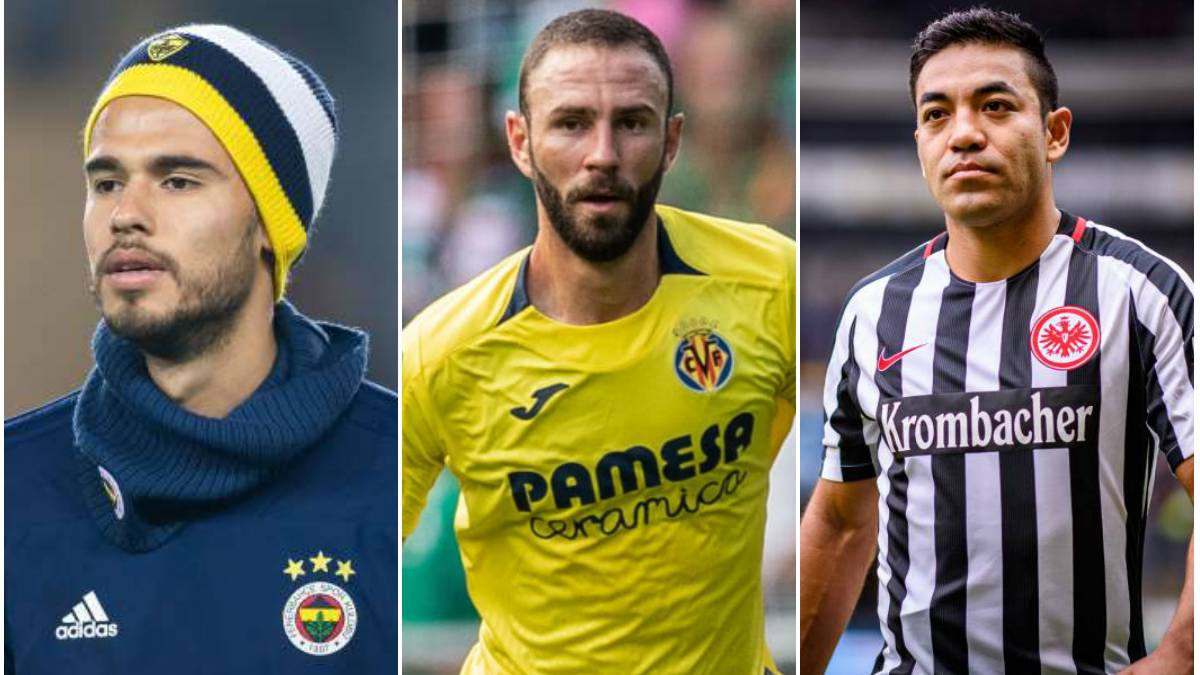 Collage of Diego Reyes, Miguel Layún and Marco Fabián with their respective teams