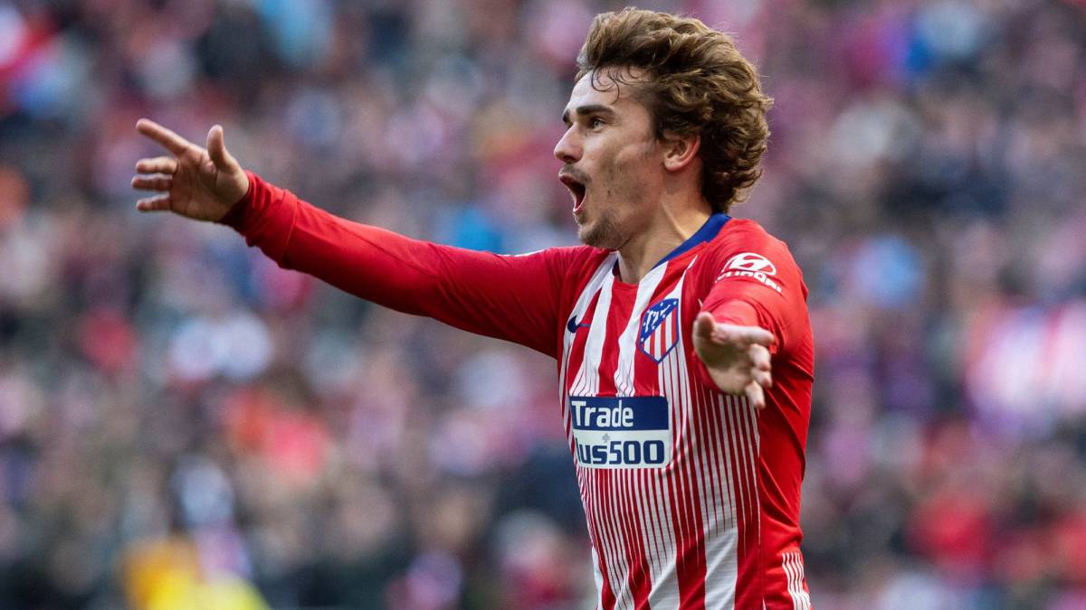 The french striker celebrating after scoring with Atletico de Madrid