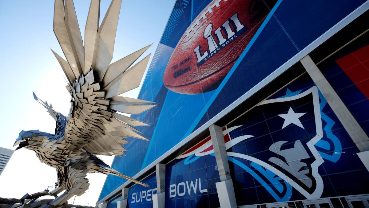 Exterior del Mercedes-Benz Stadium previo al Super Bowl