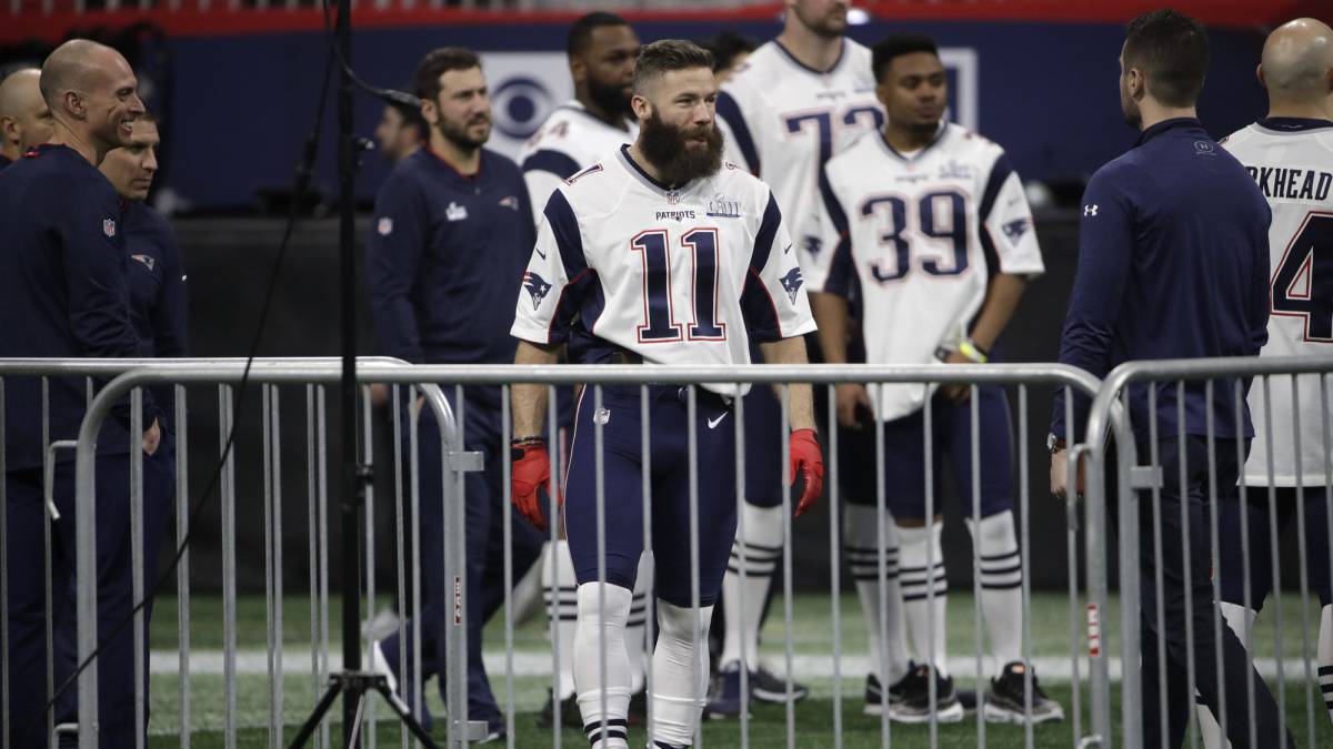 Julian Edelman en entrenamiento de Patriots