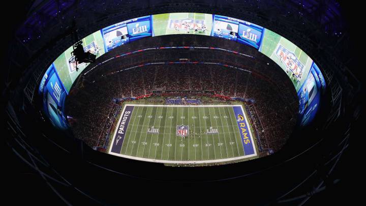 A general view of action in the second half during Super Bowl LIII between the Los Angeles Rams and the New England Patriots at Mercedes-Benz Stadium
